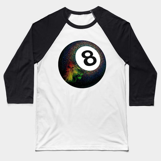 Rasta Lion Eight Ball Baseball T-Shirt by Reinrab